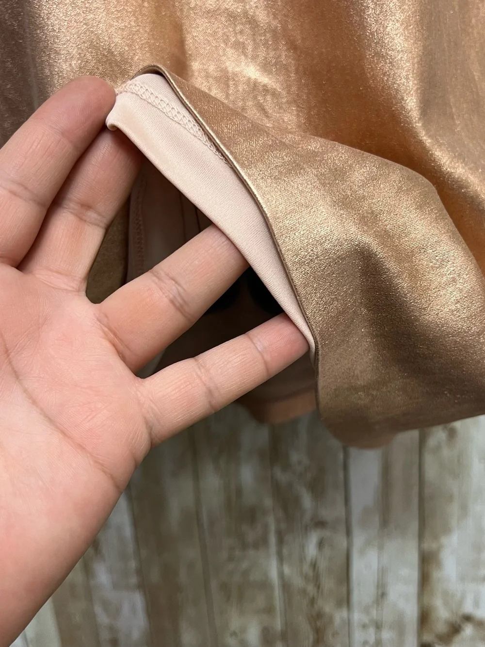 Zara Metallic Rose Gold Ruffle Mini Dress Size Small